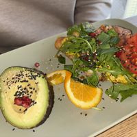 Scrambled egg croissant (not on menu did on request)  at Cafe Neue Liebe in Berlin