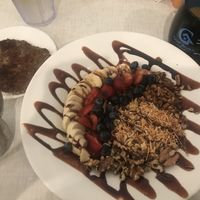 Chocolate quinoa breakfast bowl, vegan sausage, delicious coffee.  at Anna's House - Plainfield in Grand Rapids