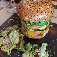 Hipster burger at Sanissimo - Opera in Madrid