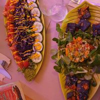 Salad and ceviche at Sanissimo - Opera in Madrid