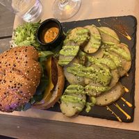 Red dragon veggie burger  at Sanissimo - Opera in Madrid