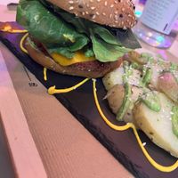 Red dragon (burger from veggies)  at Sanissimo - Opera in Madrid