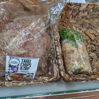 Taro chips and Salad roll at Chau VeggiExpress - Granville Island Stall in Vancouver