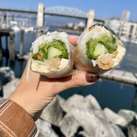 Fresh rolls with peanut sauce  at Chau VeggiExpress - Granville Island Stall in Vancouver