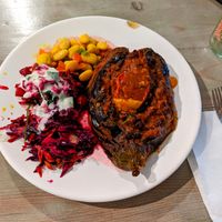 My choice for today at Kiez Vegan:  Aubergine with 3 Salads at Kiez Vegan - Warschauer Str in Berlin