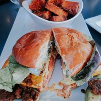 Breakfast sandwich at Leaf Vegetarian Restaurant in Boulder