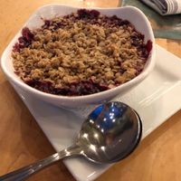 Blackberry-strawberry crisp at Leaf Vegetarian Restaurant in Boulder