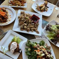 tons of small plates for happy hour  at Leaf Vegetarian Restaurant in Boulder