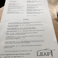 Menu at Leaf Vegetarian Restaurant in Boulder