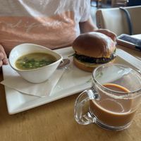 mushroom burger - delicious!  at Leaf Vegetarian Restaurant in Boulder