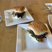 mushroom slider and vegan crab cake slider   at Leaf Vegetarian Restaurant in Boulder