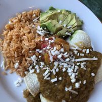 Jackfruit enchiladas   at Leaf Vegetarian Restaurant in Boulder
