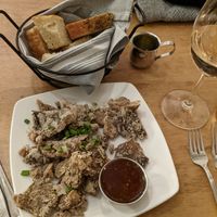 Calamari style fried oyster mushrooms at Leaf Vegetarian Restaurant in Boulder