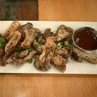 Calamari style oyster mushrooms at Leaf Vegetarian Restaurant in Boulder