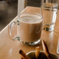 Chai with soy milk at Leaf Vegetarian Restaurant in Boulder