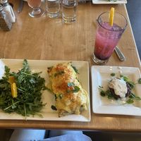 Vegan Benedict, crab cake, blackberry lemonade!   at Leaf Vegetarian Restaurant in Boulder