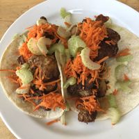 Cauliflower "Buffalo wing" tacos  at Leaf Vegetarian Restaurant in Boulder