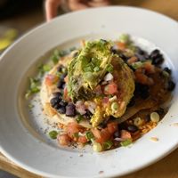 Vegan Huevos Rancheros at Leaf Vegetarian Restaurant in Boulder