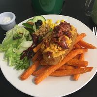 Hot Shot Parmo & sweet potato fries  at The Green Room in Middlesbrough