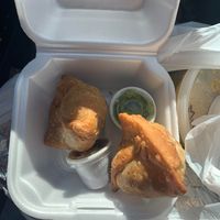 Veg Samosas with two types of dips, very flavorful.  at Indian Oven in Amarillo