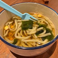 Kids meal-udon dish. All the things my picky kid loves! Noodles, seaweed, and corn. #Veganuary at Evah Dining Macrobiotic - Hakata Riverain Mall in Fukuoka