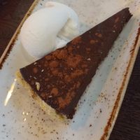 Vegan chocolate torte with coconut sorbet at Las Iguanas - Quayside in Newcastle Upon Tyne
