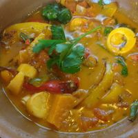 Moqueca de Palmitos: dish with ethically sourced heart of palms, coconut milk and vegetables at Las Iguanas - Quayside in Newcastle Upon Tyne