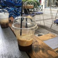 Freddo espresso (espresso shot that's been frothed, no milk) at Fontana in Athens