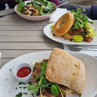 Three different vegan options at Earthlings in Bolton