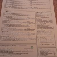 Menu at Earthlings in Bolton