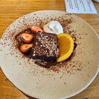 Chocolate orange brownie at Earthlings in Bolton