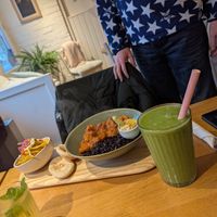 Cucumber pressed juice at Earthlings in Bolton