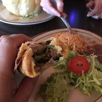 Inside a chimichanga  at La Cueva Restaurante Mexicano in Torrey