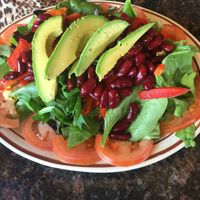 ordered a Mexcan salad.  It was outstanding.  Mel was oor waiter & he went out of his way to accomadate us.  The salad greens were fresh & mixed greens with no iceberg, filled with fresh red bell pepper, avacado, kidney beans, & tomatoes..  The salsa was freshly made & delicious & even the iced tea  was freshly brewed.  Excellent!  at La Cueva Restaurante Mexicano in Torrey