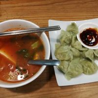 Tomato soup with vegetables and dumplings (my recommendation) at Brother Su Vegan Kitchen in New Taipei City