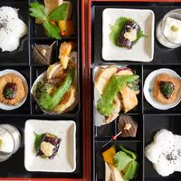 Shojin ryori (temple cuisine) lunch bento sets at Arashiyama-kan in Kyoto