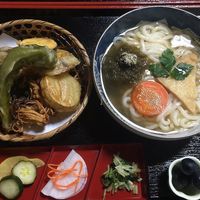 tempura with noodles at Arashiyama-kan in Kyoto