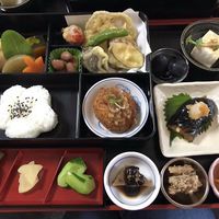 The standard meal - everything was delicious! at Arashiyama-kan in Kyoto