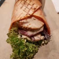 Spicy tomato wrap at Farma Burgerownia Roslinna in Krakow