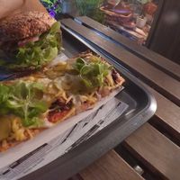 the best burger and zapiekanka at Farma Burgerownia Roslinna in Krakow