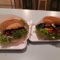 Tofu and saitan burgers at Farma Burgerownia Roslinna in Krakow
