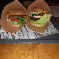 Tofu and saitan burgers at Farma Burgerownia Roslinna in Krakow