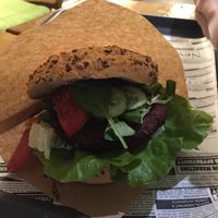 Vegan burger at Farma Burgerownia Roslinna in Krakow