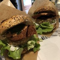 Cheese burgers with bacon  at Farma Burgerownia Roslinna in Krakow