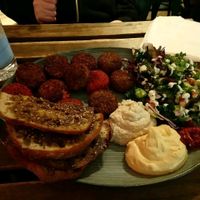 it was auch store (means) big platter, with 12 pieces of fallafel  at Falafel Factory in Copenhagen