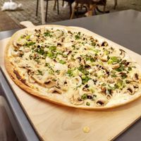 Flammkuchen champignons at Cafe Flora in Bad Harzburg