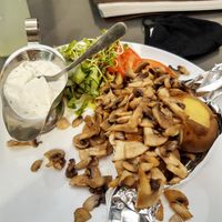 Oven potato with champignon and am hereby cream cheese at Cafe Flora in Bad Harzburg