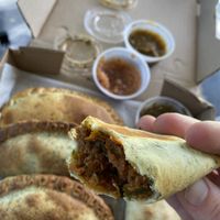 Mushrooms and red beans.   at World Empanadas in Burbank