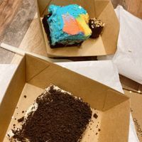 Cookies and Cream and Galaxy brownies and brownie truffle ball at Veganyumm Bakehouse in Brisbane