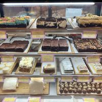 Cabinet of brownies, slices, truffles and sandwiches  at Veganyumm Bakehouse in Brisbane